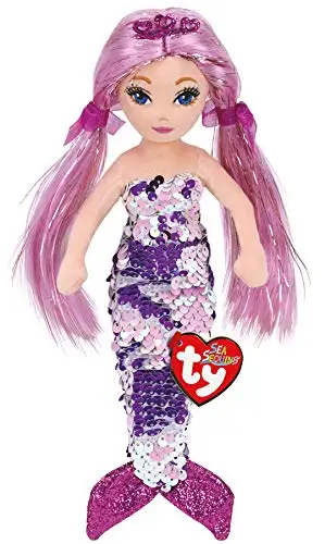 purple Mermaid Ty плюшевый Кукла в виде животных с блестками мягкая плюшевая кошка сова лиса кролик Единорог Фламинго овечка Дракон Собака игрушечные Пингвины " 15 см - Цвет: purple Mermaid