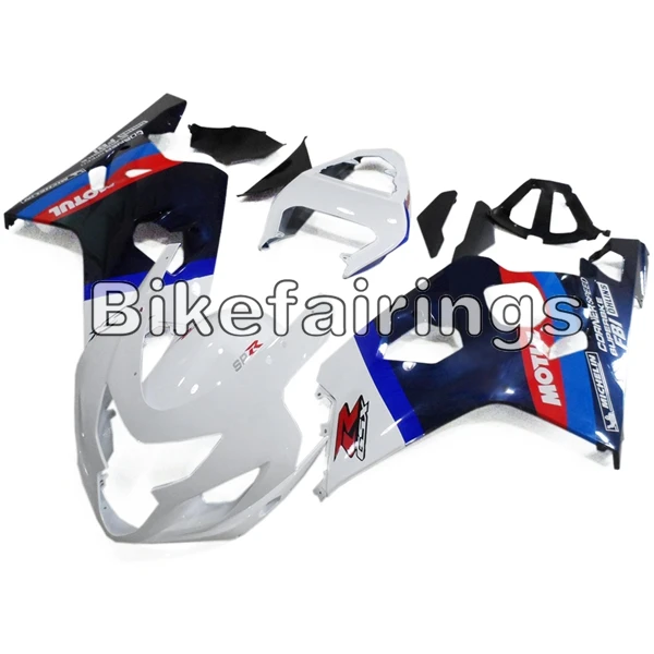 Полный обтекатели для Suzuki GSXR600 GSXR750 K4 2004 2005 GSX-R600 04 05 ABS пластиковые детали для мотоцикла кузов белого и синего цвета Чехлы