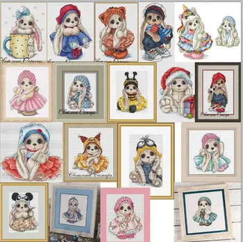 

Rabbit styles cross stitch kit Animal cotton thread 14ct canvas stitching embroidery DIY