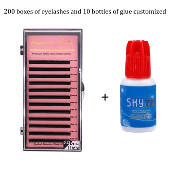 

200 Boxes Of Eyelashes And 10 Bottles Of Glue Customized For Salon 100% hand-made