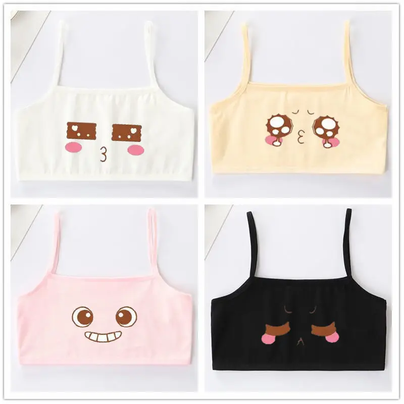 【Happier】Hot Sale Fashion Brafor Girls Breathable 4Pcs/Set Cotton Young Girls Training Bras Kids Vest Teens Teenage Underwears Children Bras For 9 10 11 12 13 14 15 16 Years Old. 