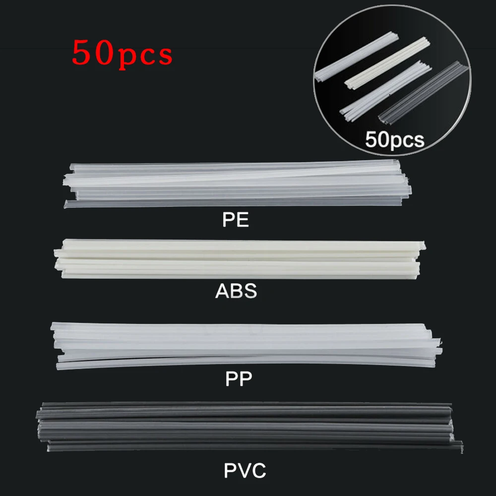 

50pcs Plastic Welding Rods 200mm Length ABS/PP/PVC/PE Welding Sticks 5x2.5mm For Plastic Welder Soldering Supplies Bumper Repair