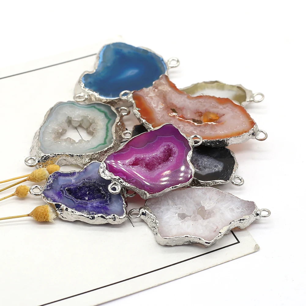 Natural Gemstone Slice Connector Necklace