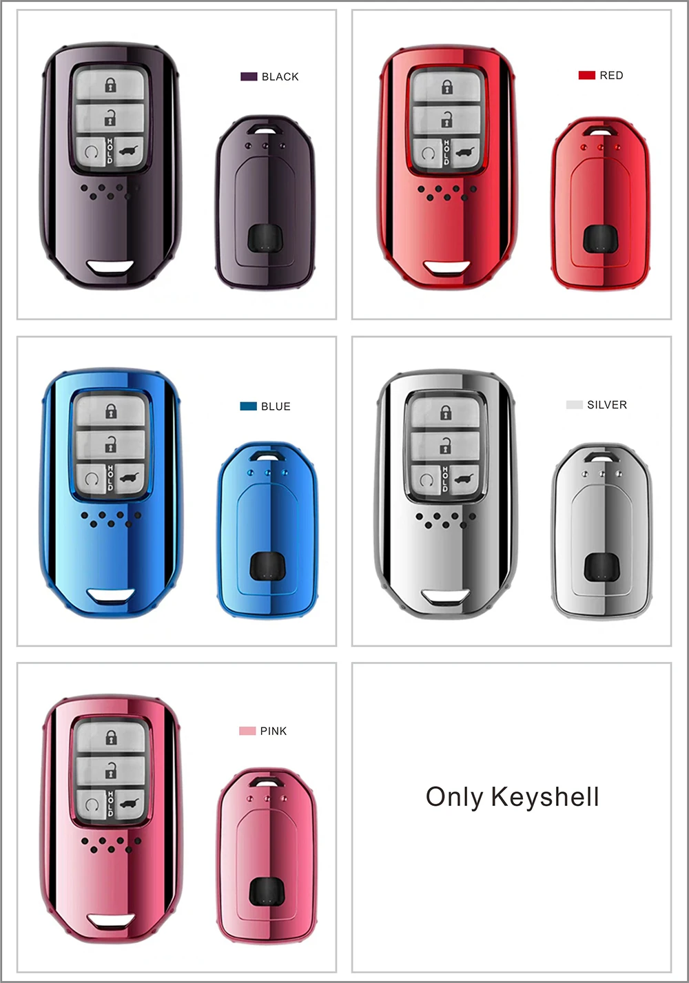 key shell TPU Car Key Case Cover Shell For Honda Accord 9 Crider City Vezel Spirior Odyssey Civic Jazz HRV CRV Fit Freed Jade - Название цвета: key shell