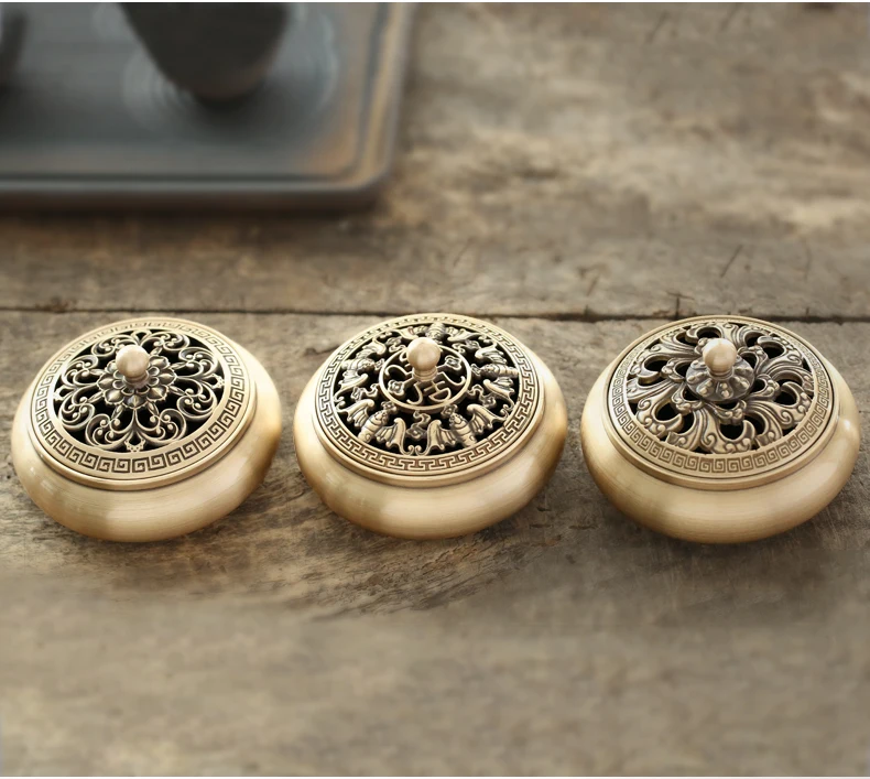 Direct selling new pure copper antique aromatherapy furnace indoor lotus plate for Buddha worship incense burner decoration