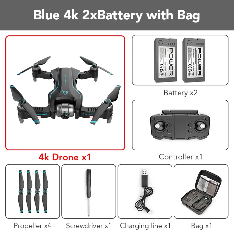 Blue 4k 2B with Bag FUNSKY S20 wifi FPV с 4 K/1080 P HD камерой 18 минут время полета Интеллектуальный складной Радиоуправляемый Дрон Квадрокоптер - Цвет: Blue 4k 2B with Bag