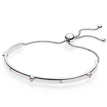 Подлинный 925 пробы серебряный браслет взрыв любви шар застежка Регулировка браслета подходит для женщин шарик шарм Diy ювелирные изделия