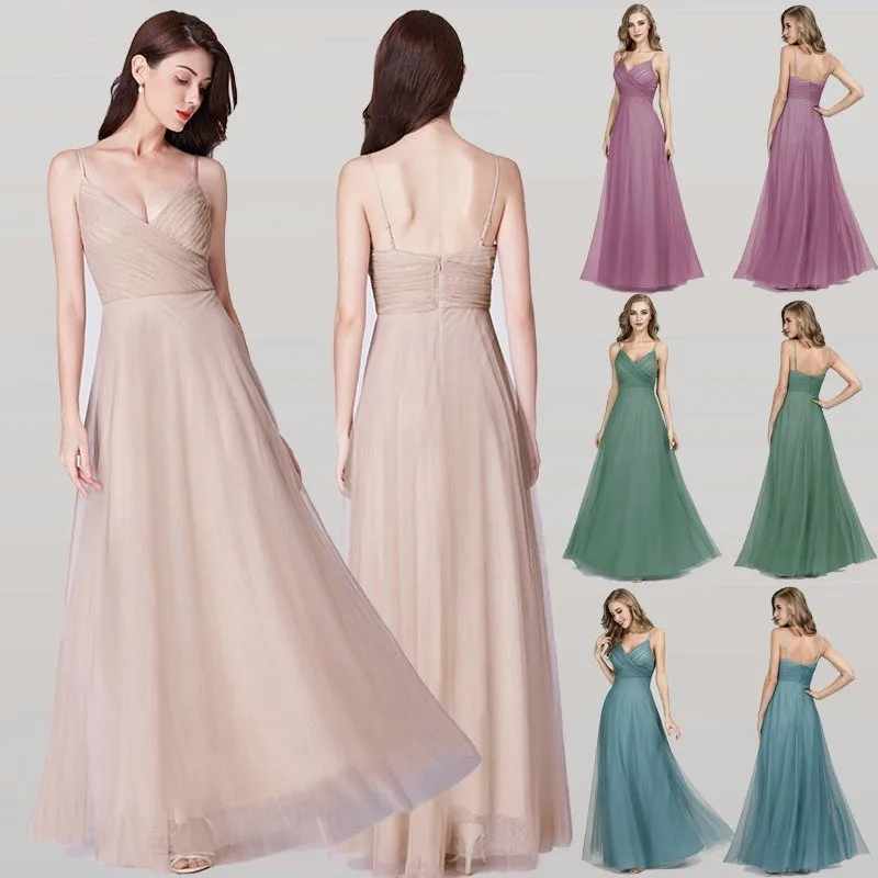 

2020 sukienki Blush Pink Bridesmaid Dresses Pretty Sweetheart A-line V-neck Sleeveless Wedding Party Dress Elegant for Women