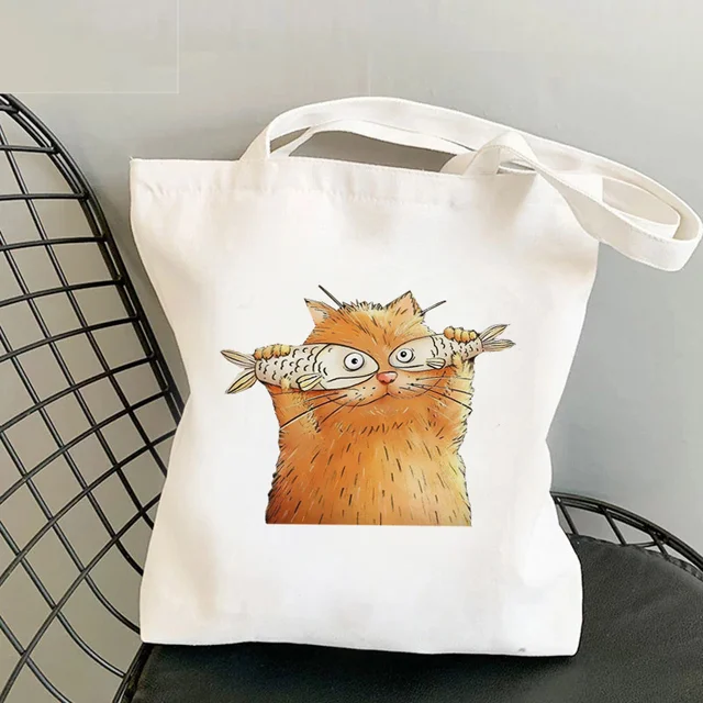 Cat Shark Shopping Bag Bolsa Compra Plegable Jute Bag Bolsa Shopper Bolso Shopping Handbag Bag Tote Reusable Net Ecobag Cabas 29574