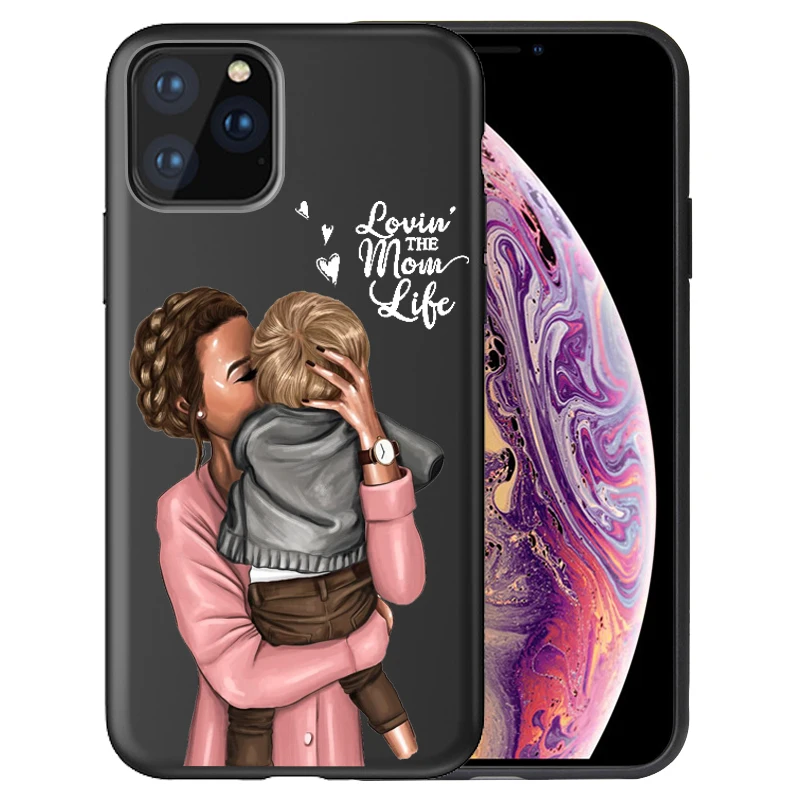Fashion Super Mom Baby Girl Phone Case For iphone 11 11Pro Max Family Case for Capa iPhone 11 Case Etui - Цвет: 01