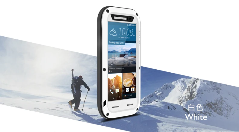 Love Mei For HTC 10 Waterproof Shockproof Gorilla Glass Metal Aluminum Case Cover For HTC M10 Three Proofing Cases - Цвет: White