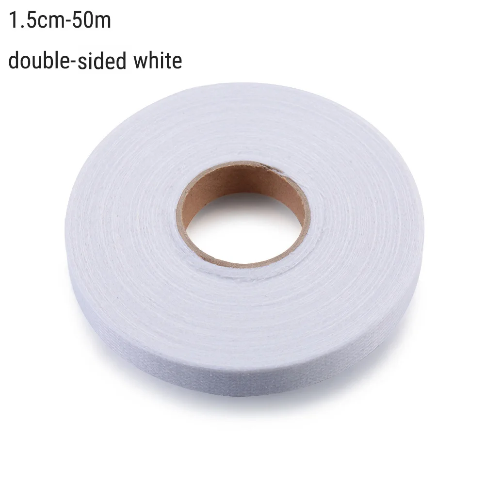 1.5cm-50m Double 50 м/100 м черный и белый чудо-паутина на клейкой Клейкой Ленте двусторонняя клейкая ткань рулон одежды швейная подворачивающаяся кромка DIY ремесло - Цвет: 1.5cm-50m Double