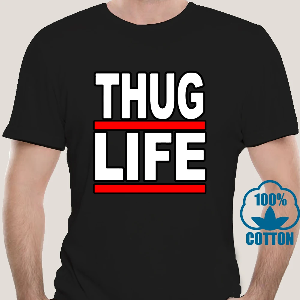 8871X thug life logo shakur music Мужская черная футболка мужские футболки брендовая одежда