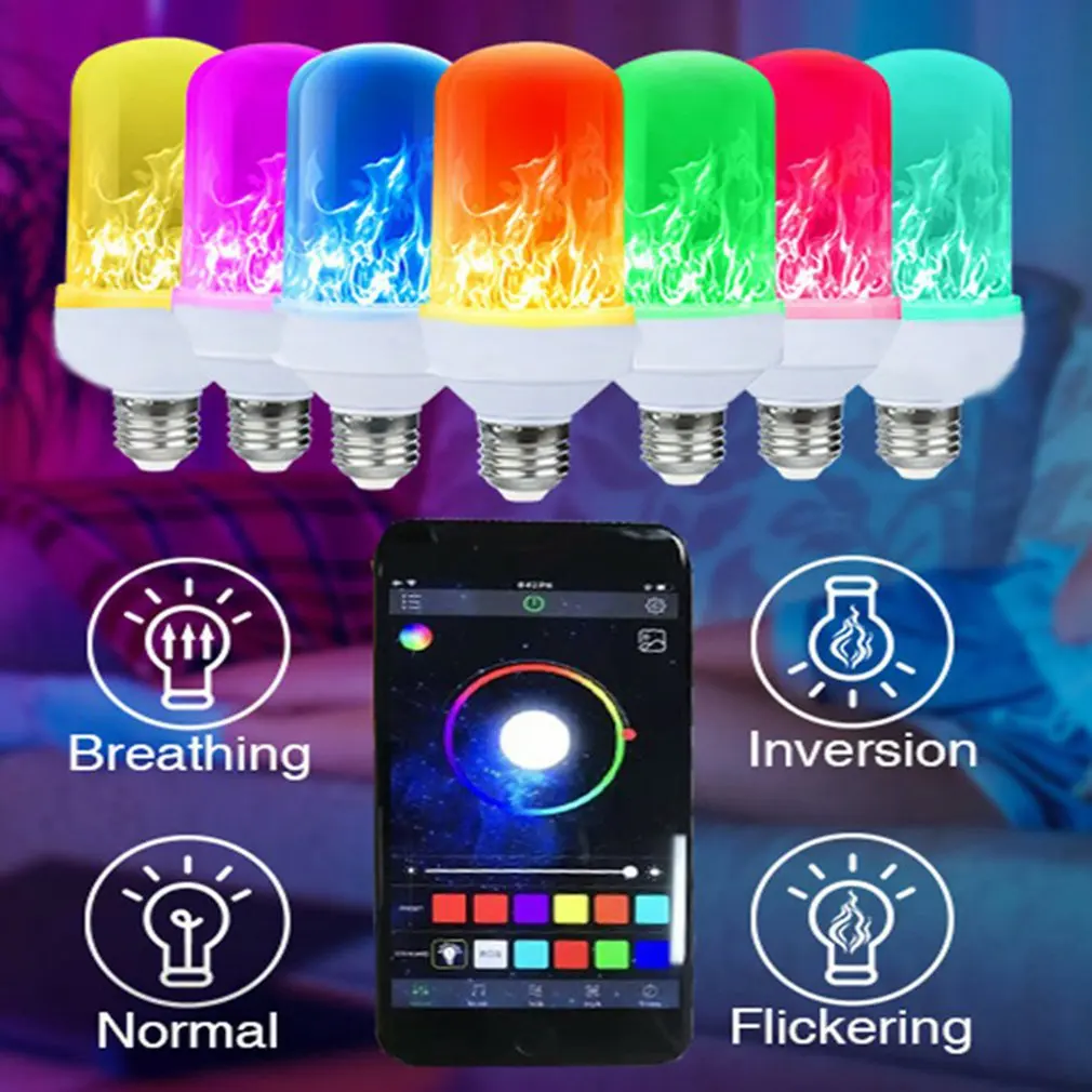 Smart APP Flame LED Light Artificial Flame Light One-to-many Connection Voice-controlled Color Change