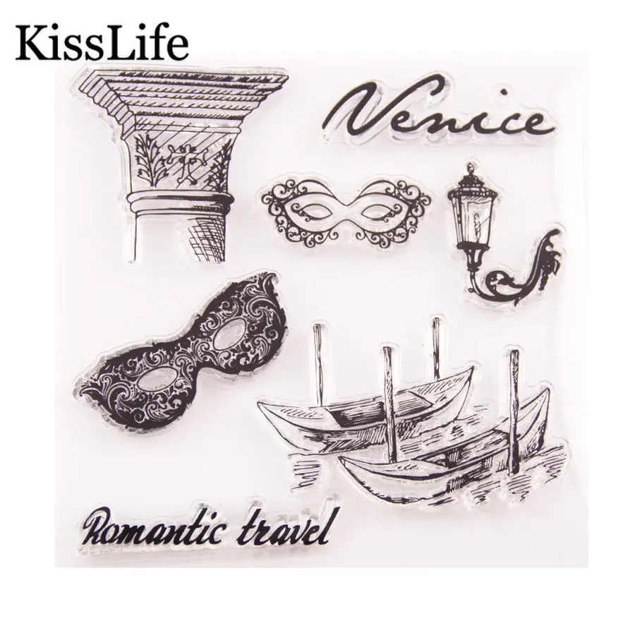 

1 Sheet Mask Ship Light Romantic Travel Letters Clear Rubber Stamps for Scrapbooking Card Making Halloween Stamps