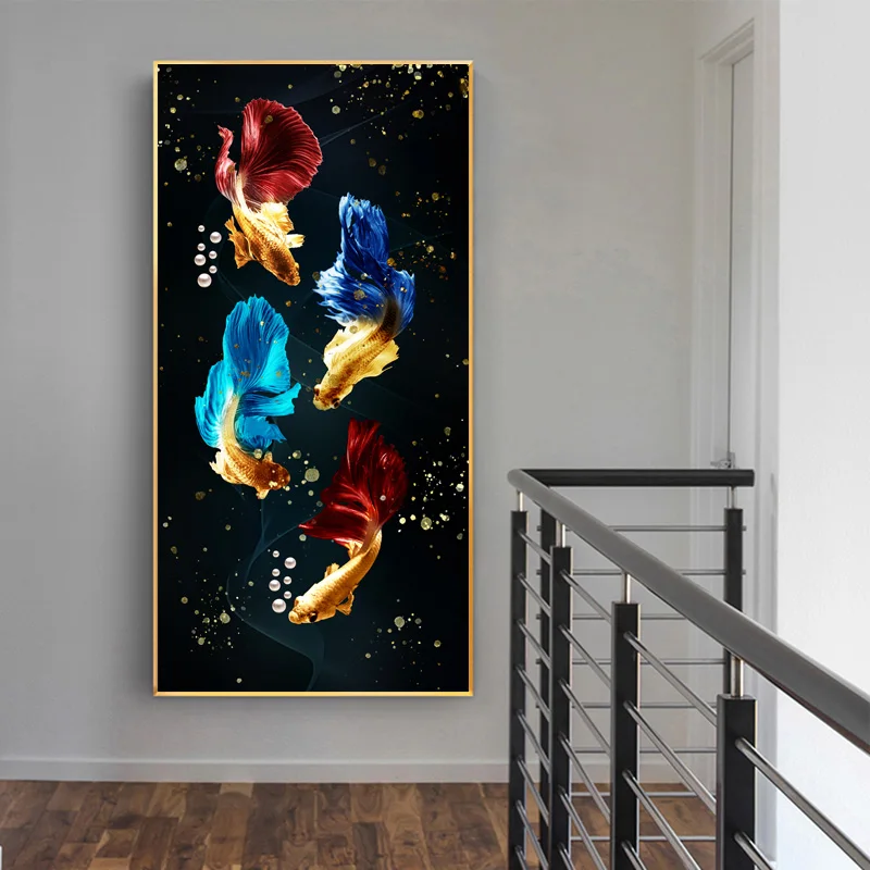 RELIABLI ART Koi Fish фэн шуй карп лотос пруд Картина на холсте настенное искусство для