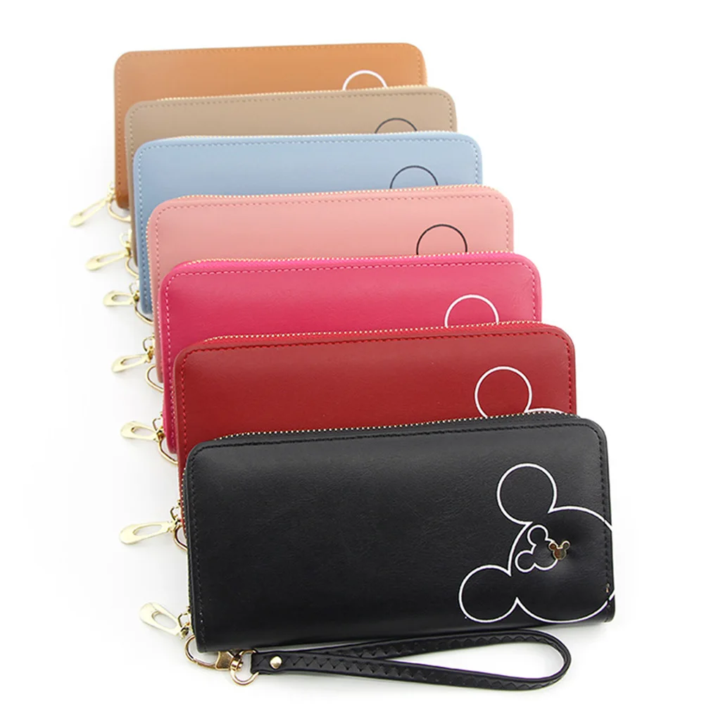 NEW Cute Design Wristband Women Long Clutch Wallet Female Money Purse Phone Pocket Large Capacity Lady Zipper Wallets Red Pink