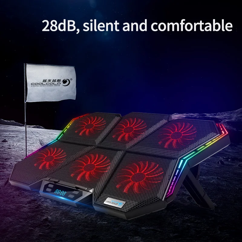 Coolcold-gaming Rgb Laptop Cooler 1217 Polegada Tela Led Notebook Cooling Pad Suporte com Six Fan e Portas Usb - Imagem 2