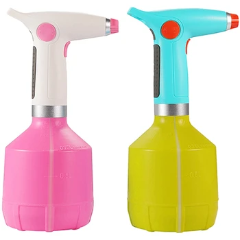 

2pcs 1000Ml USB Rechargeable Electric Spray Bottle Watering Tool for Flower Plant - Pink+White & Blue+Green