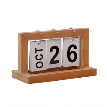 

Office Wooden DIY Flip Calendar Cafe Desktop Decorative Rustic Ornaments