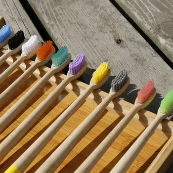 

Colorful Biodegradable Toothbrush Natural Bamboo Toothbrush Tapered Bamboo Handle Soft Bristle Toothbrush Adult Toothbrush