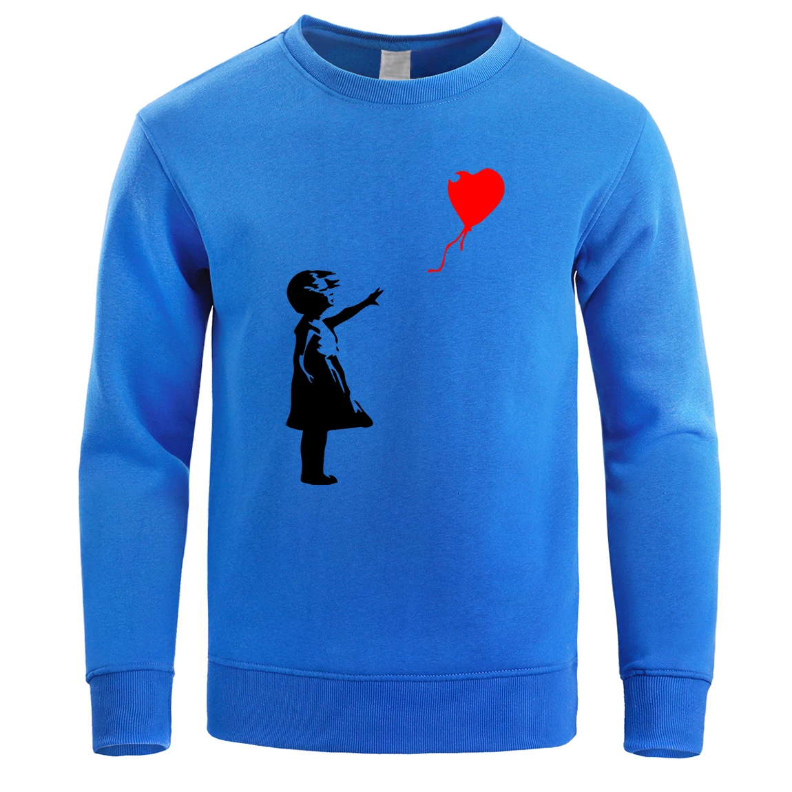 Мужские толстовки с капюшоном с изображением мира Kcco Balloon Girl Banksy, толстовка с круглым вырезом, пуловер, зимняя Флисовая теплая толстовка - Цвет: Blue