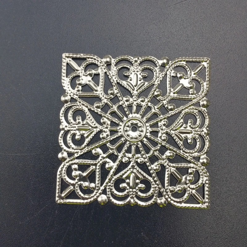 rhodium 40mm 20pcs Филигранные квадратные обертки Разъемы Фурнитура для украшений Обертывания Разъемы для изготовления ювелирных изделий DIY - Цвет: rhodium 40mm 20pcs