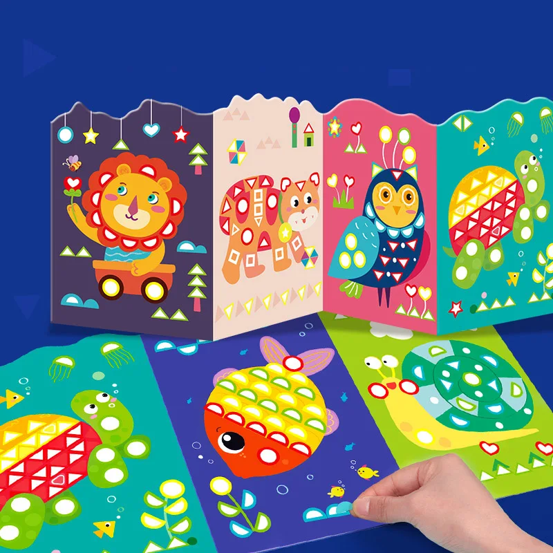 Интересные геометрические наклейки игра-головоломка DIY Мультяшные животные Обучающие Развивающие игрушки для детей Дети мульти-узоры стильные игрушки