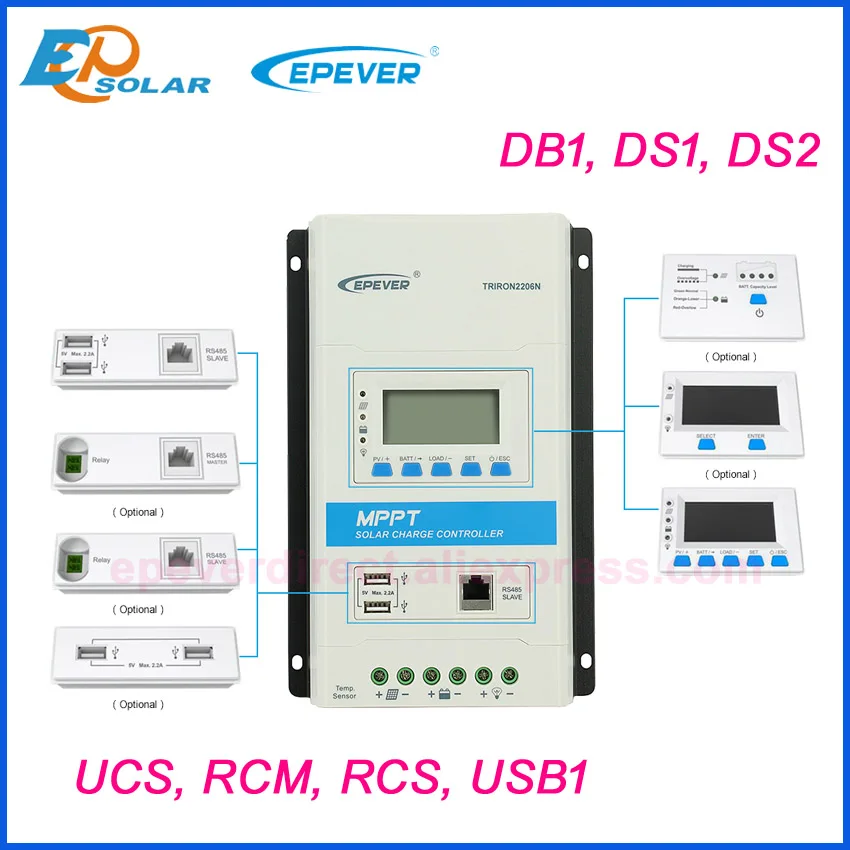 epever triron serie acessorios 10a 20a 30a 40a controlador de carga solar interface modular lcd ds1