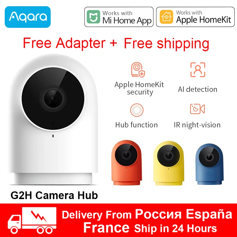 Xiaomi-cámara de seguridad Aqara G2H Gateway 1080p, HD, HomeKit visión nocturna para Apple, aplicación de monitoreo G2H Zigbee, cámara de seguridad inteligente para el hogar