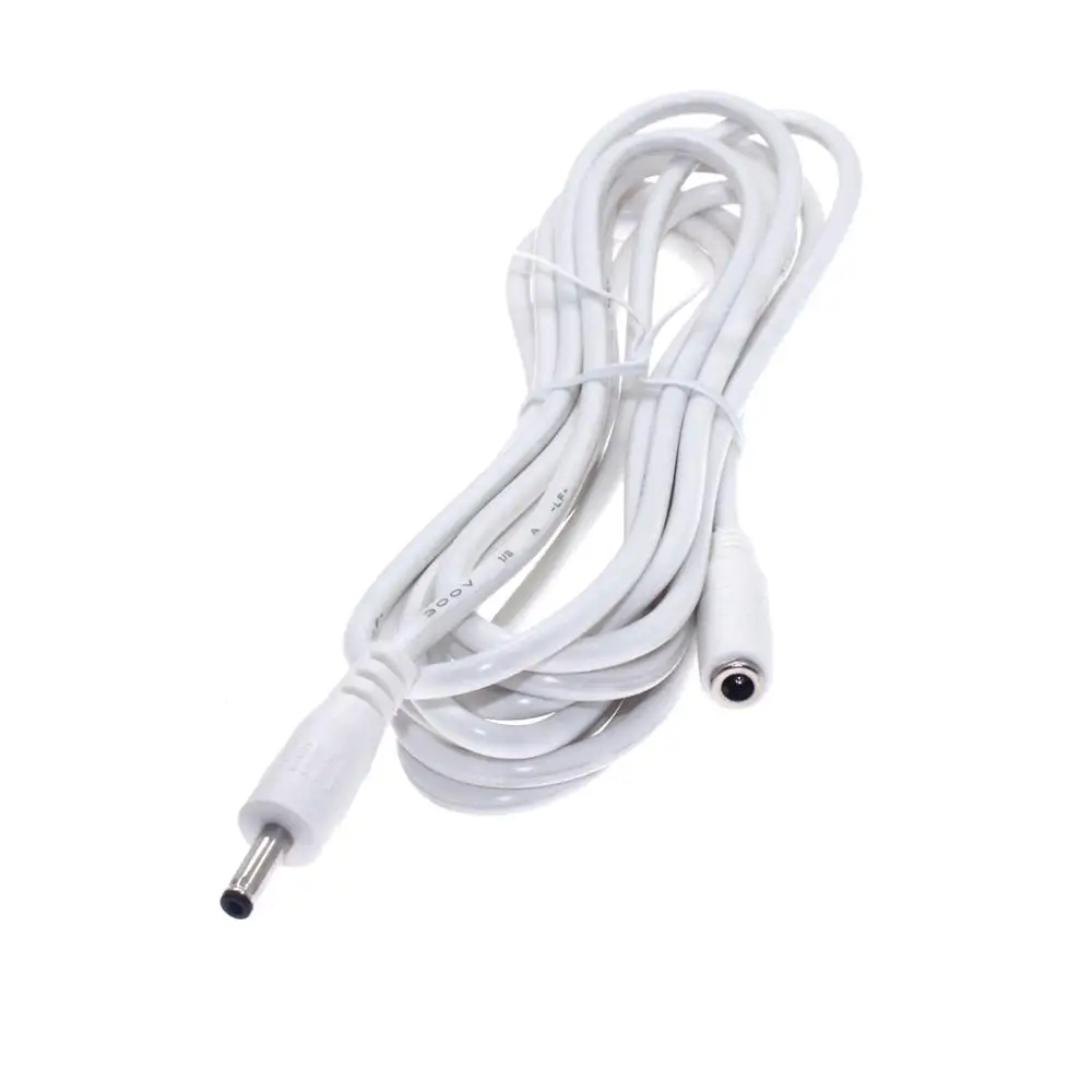5.5x2.1mm Male Dc Power Plug Extension Cable Power Extension White