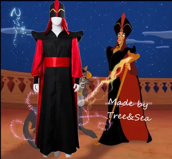 

Halloween Aladdin and the magic lamp Mens Jafar costumes role play wizard Jafar robe costumes any size