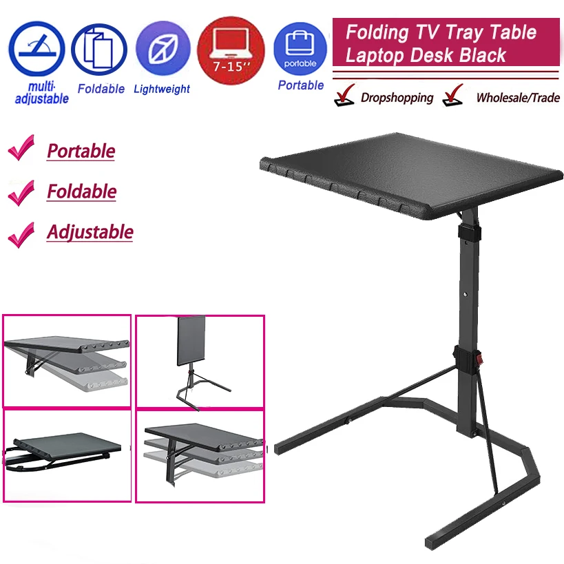Foldable Computer Table Adjustable &Portable Laptop Desk Rotate Laptop Bed Tablek   43*43CM