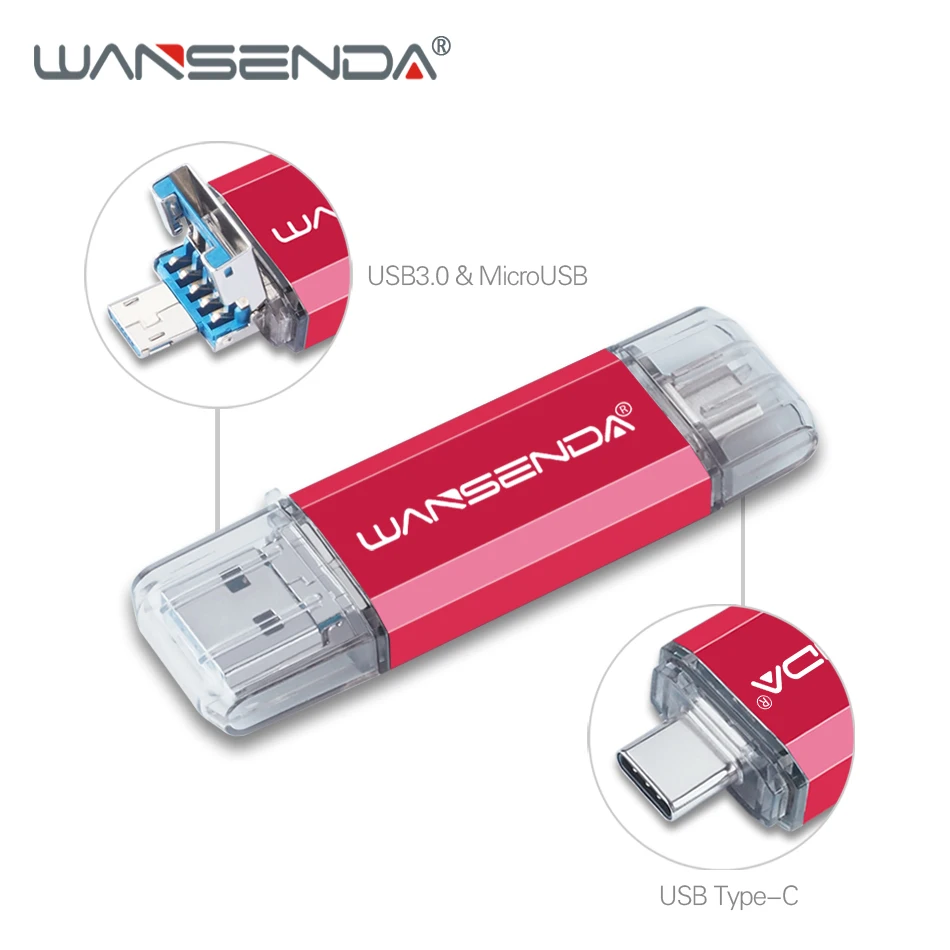Флеш накопитель WANSENDA 3 в 1 OTG USB 0 Type C Micro флеш 32 Гб 64 128 ГБ 256 512 OTG|USB флэш-накопители| |