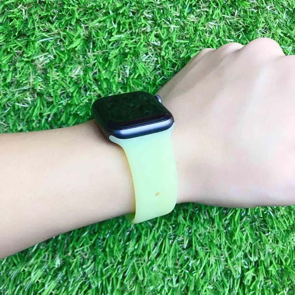 Прозрачный силиконовый ремешок для Apple Watch 42 мм 38 мм 44 мм 40 мм резиновый браслет Ремешки для наручных часов спортивные ремешки Iwatch 5 4 3 2 1 браслет - Цвет ремешка: Transparent green