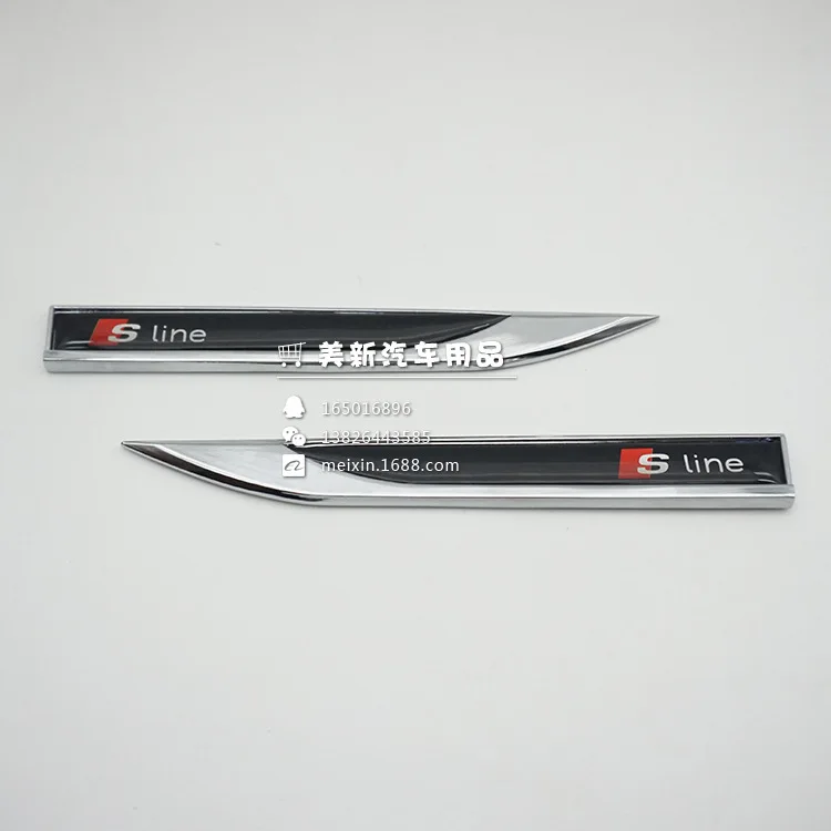 

Suitable for Audi Sline Blade Fender Car Logo A4A6LS5S8 Modified Bumper Stickers Side Label Wind Blade Standard