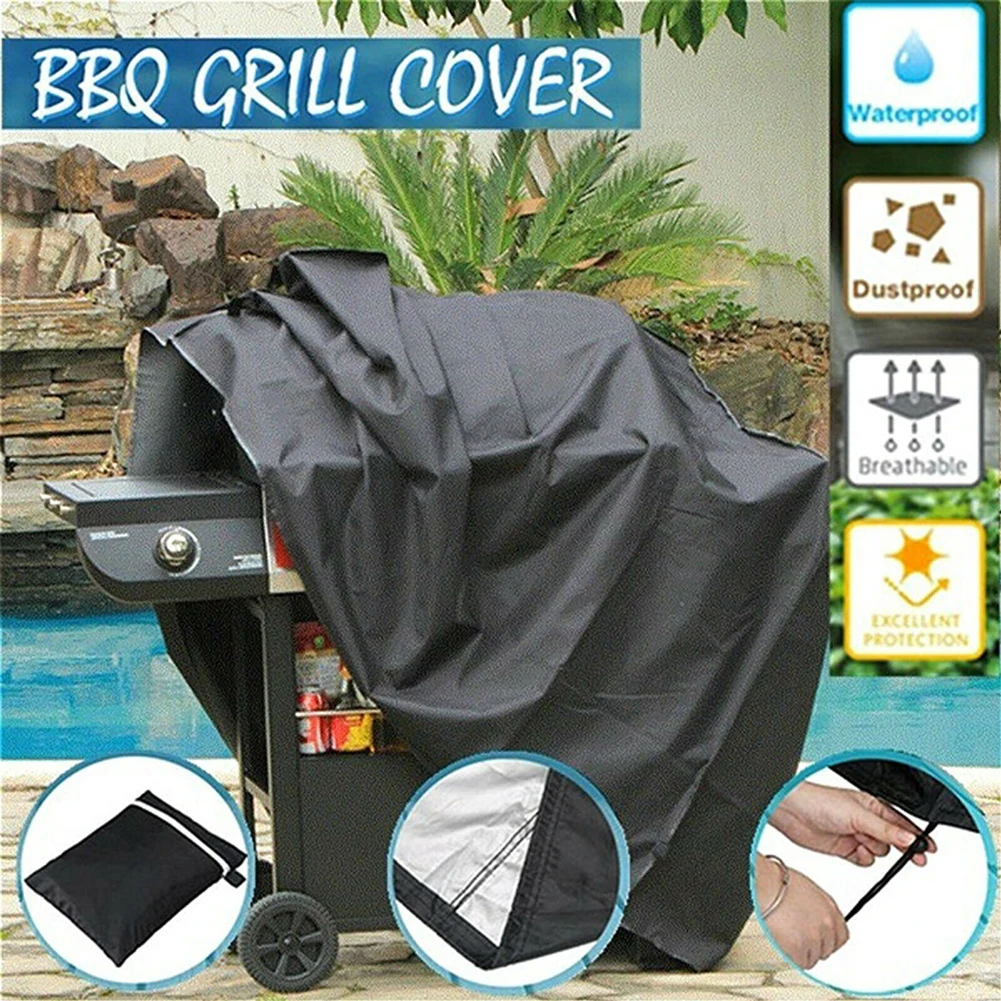 Black Outdoor Waterproof Barbecue Cover Anti Dust Rain Protection Dust Covers Barbecue Gas Grill Cover bbq grill accessories