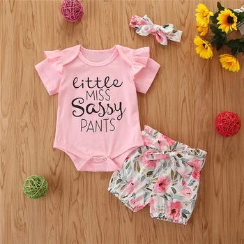 

Fashion Toddler Baby Girl Clothes Set Short Sleeve Off-Shoulder Crop SunFloral Shorts Kids Outfit Sunsuit