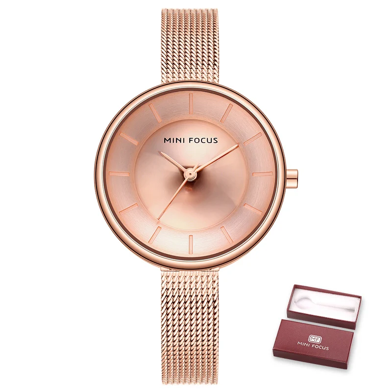 MINIFOCUS, женские кварцевые часы, модный браслет, женское платье, наручные часы, женские часы, подарки для жены, Reloj Mujer Relogio Feminino - Цвет: Rose gold