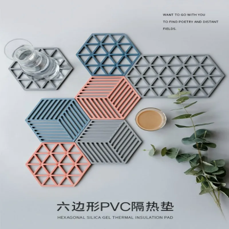 

2PCS/SET Hollow Nordic Silicone Placemat Thickened Anti-scald Western Placemat Kitchen Dish Insulation Mat