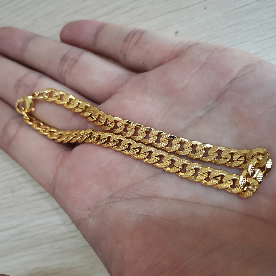 Men's Bracelets Gold Stainless Steel Curb Cuban Link Chain Bracelets For Men Women Braslet Wholesale Jewelry Gift