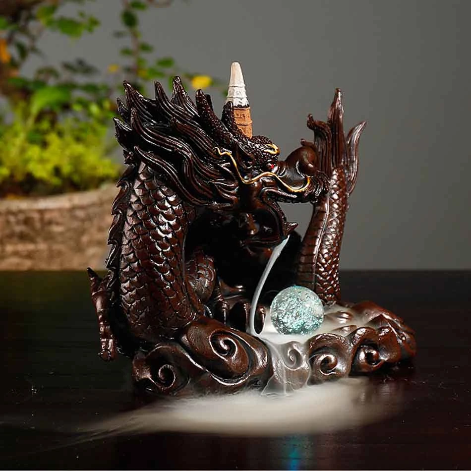Cone Home Decor UK US! Backflow Incense Burner Resin Dragon Censer Holder Cone Home Decor UK US! Backflow Incense Burner Resin Dragon Censer Holder