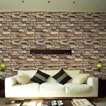 

3D Stone Brick Wallpaper Removable PVC Wall Sticker Home Decor Art Wall Paper for Bedroom Living Room Background Decal
