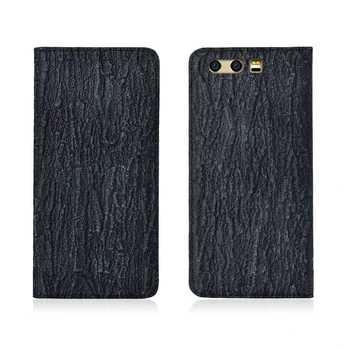 

Bark Pattern Genuine Leather Magnetic Flip Phone Case For Huawei Honor 9/Huawei Honor 9 Lite Phone Cover Card Slot Holder Funda