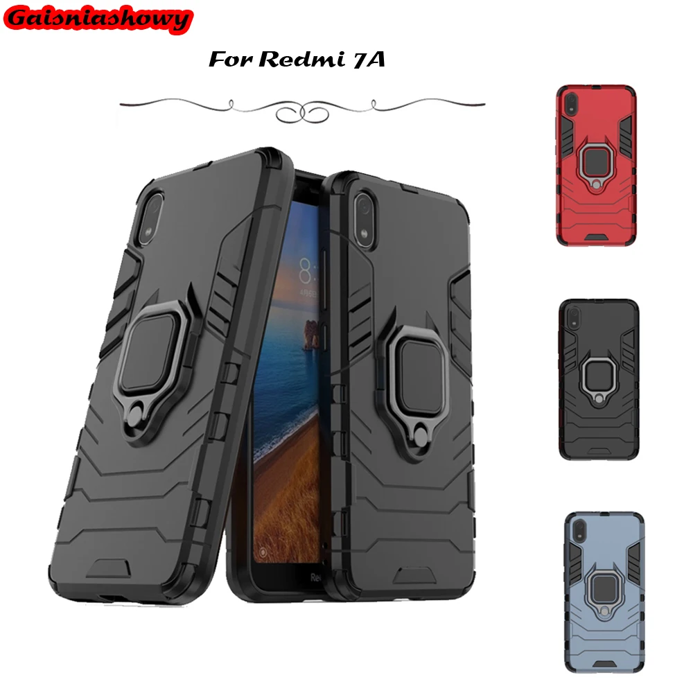 Armor Case For Xiaomi Redmi 7A Magnetic Car Holder Rubber Silicone Cover Kickstand Phone Shell Coque Capa |