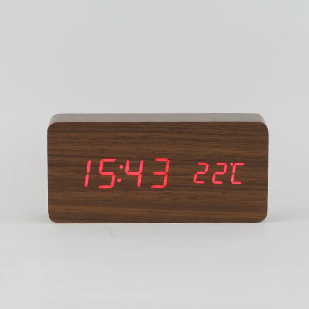 Temperature brown Деревянные часы современный Цифровой дный светодиодный стол часы будильники детский электронный таймер календари электронные часы настольные электронные часы электронные настольные часы будильник детский - Цвет: Temperature brown