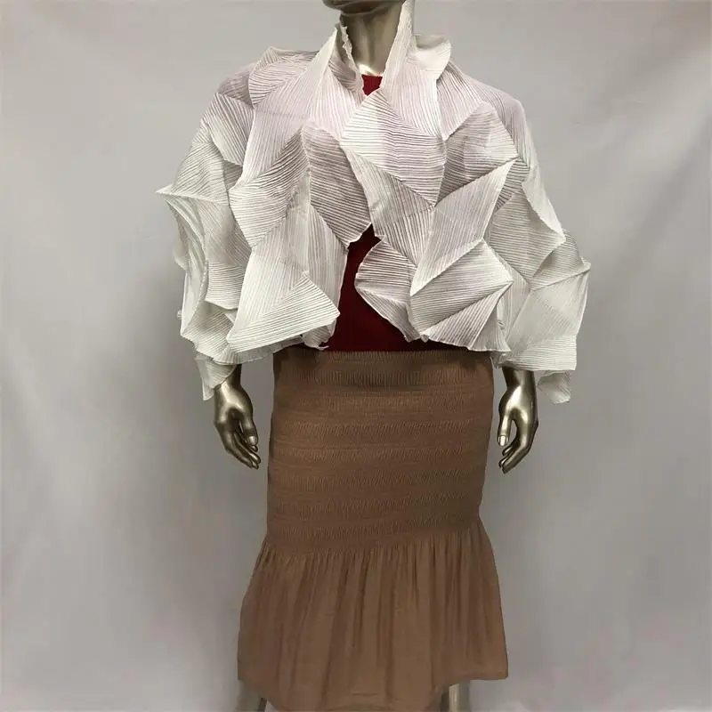 Miyake плиссированный шарф Алмазный гофрированный шарф модный складной легкий и трехмерный шарф