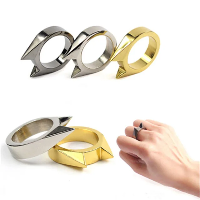 Tool Protect knuckle Women Lady Self defence Combat Outdoor 3 pieces Weapon ring Finger Survival Safety Fight EDC Gear | Безопасность и