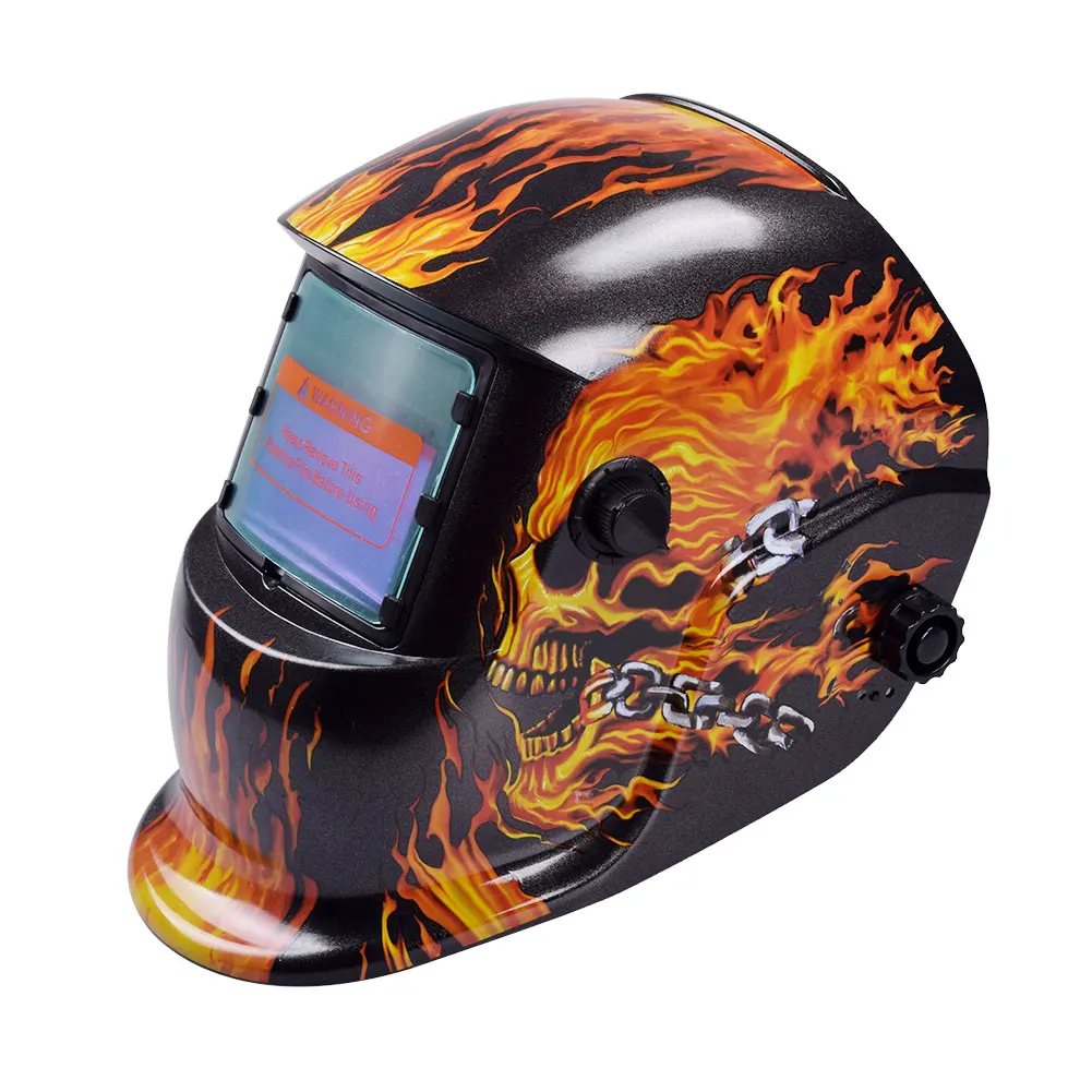 Flame Skeleton Welding Helmet Darkening Welding Welding Mask Auto Helmets Tig Protective Multifunction 8Styles - Color: Flame Skeleton