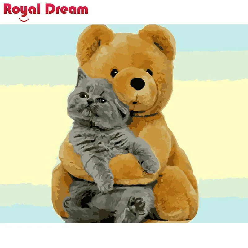 Картина медведь и кот для самостоятельной сборки | Дом сад